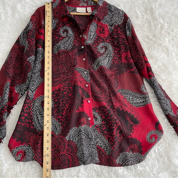 Chico’s Paisley Roxanne Top Woman’s 3 (XL) Button Down Long Sleeve Office - Picture 9 of 9